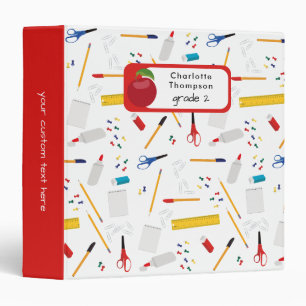 School Office & Crafts Supplies Pattern Student 3 Ring Binder