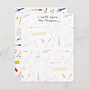 School Office Crafts Supplies Pattern Teacher Gift Note Card