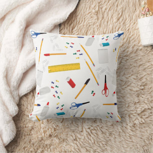 School Office & Crafts Supplies Pattern Throw Pillow