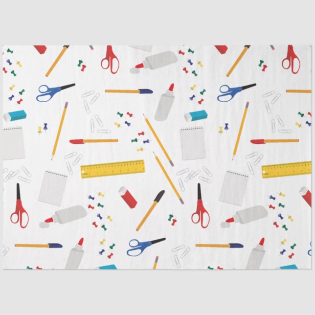 School Office & Crafts Supplies Pattern Tissue Paper (Front)