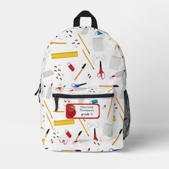 School Office & Crafts Supplies Student Name Printed Backpack (Front)
