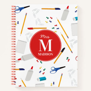 School Office & Crafts Supplies Teacher Monogram Notebook