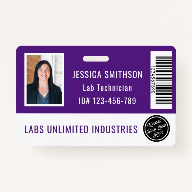 School or Business Photo ID Dark Purple Badge (Front)