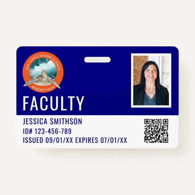 School or Business Photo ID Navy Blue Badge (Front)
