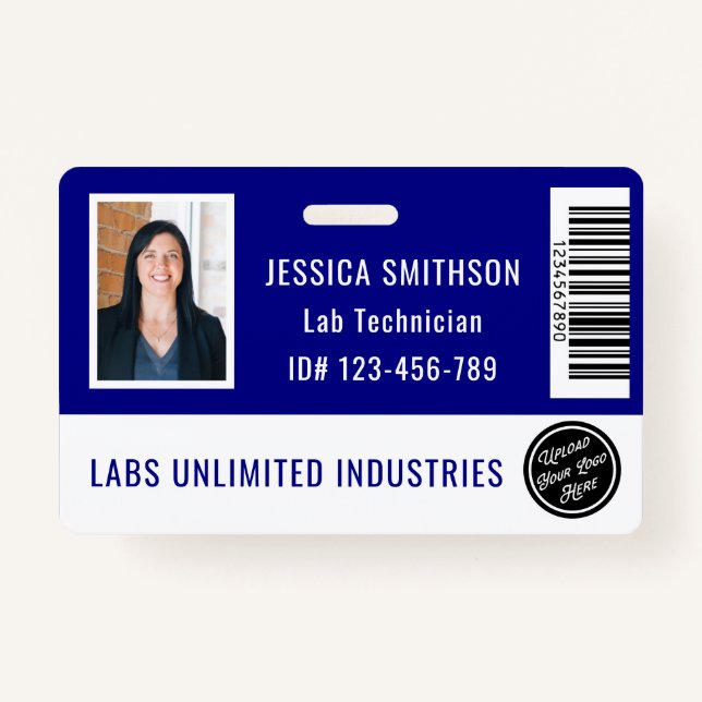 School or Business Photo ID Navy Blue Badge (Front)
