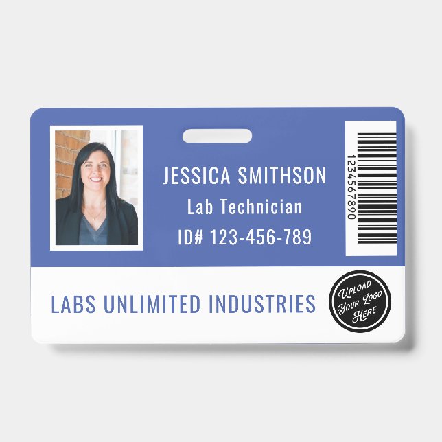 School or Business Photo ID Periwinkle Blue Badge (Front)