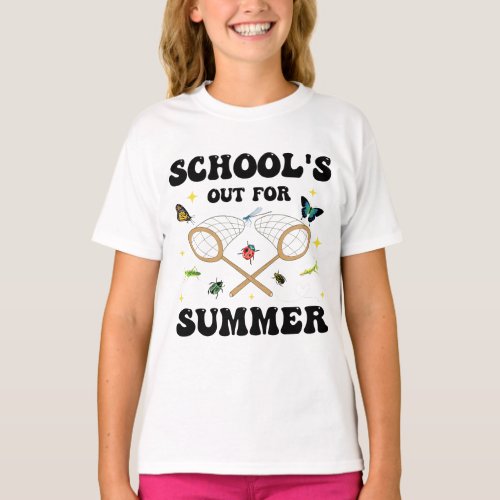 School Out For Summer Bug Hunting Hunter Crew Kids T_Shirt