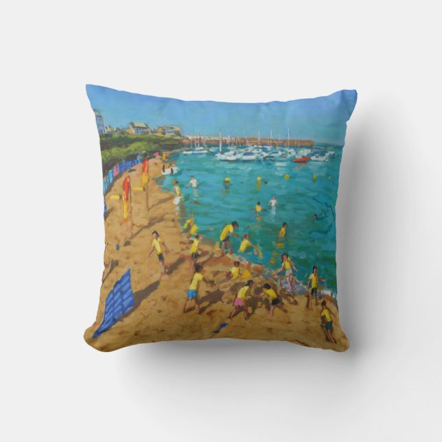 School outing New Quay Wales 2013 Throw Pillow (Front)