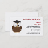 School owl with mortar board stationery business card (Front/Back)