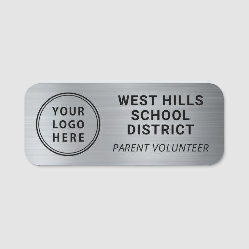 School Parent Volunteer Logo Silver Name Tag