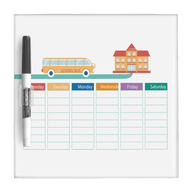 School Path Timetable  Dry Erase Board (Front)