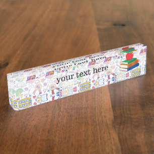 School pattern desk name plate