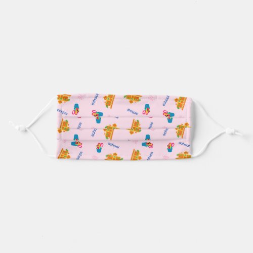 School pattern print in pink adult cloth face mask