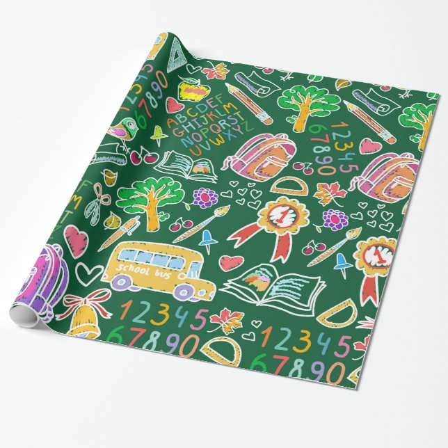 School pattern wrapping paper (Unrolled)