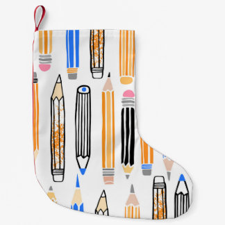 School Pencil Hand Drawn Illustration Small Christmas Stocking