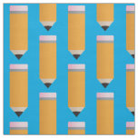School Pencil Pattern Teacher Blue Fabric