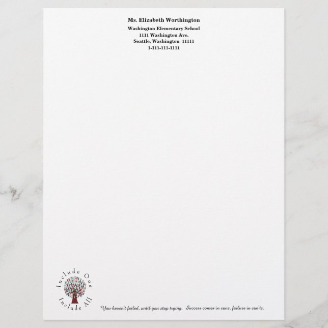 School Personnel Personalized Letterhead (Front)