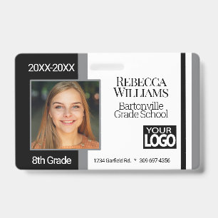 School Photo Badge - Black and Gray