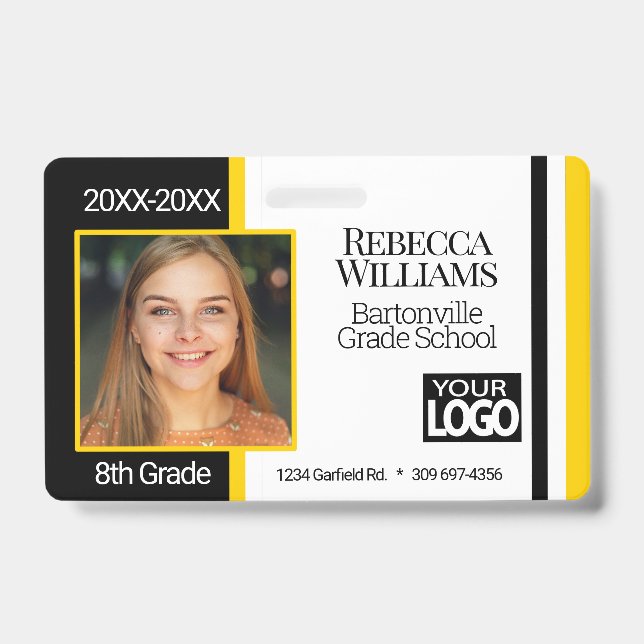 School Photo Badge - Black and Yellow (Front)