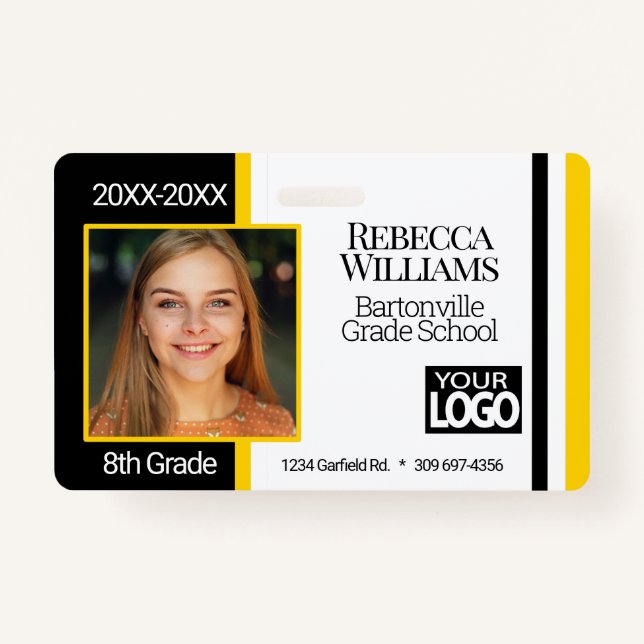School Photo Badge - Black and Yellow (Front)