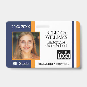 School Photo Badge - Blue and Orange