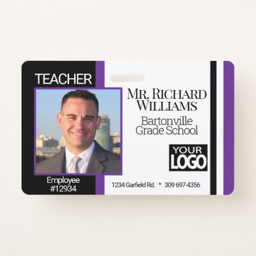School Photo ID  _ Black and Purple Badge