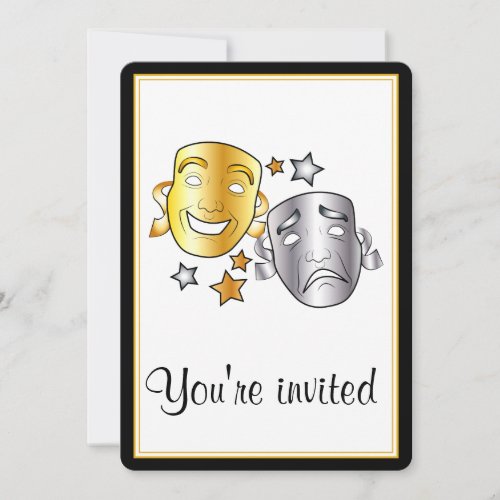 School Play Invitation with Drama Masks