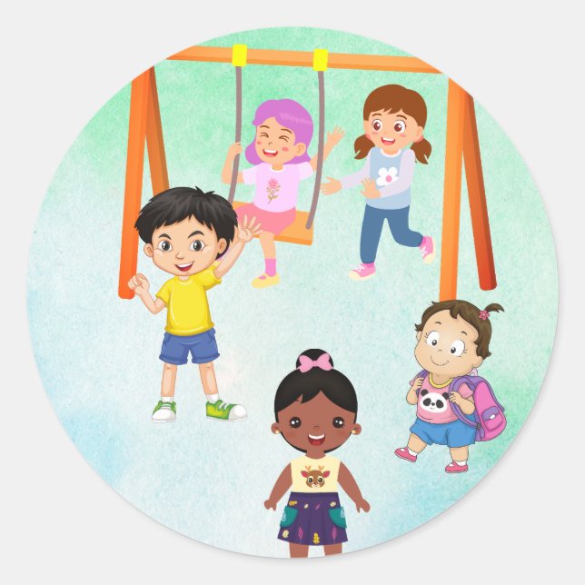 School playground classic round sticker (Front)