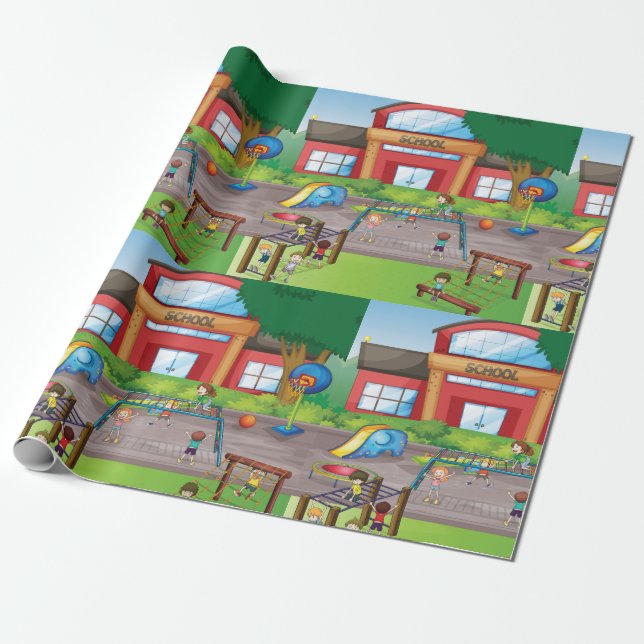 School Playground Wrapping Paper (Unrolled)