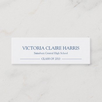 School Pride Graduation Insert Name Card Navy Blue by FidesDesign at Zazzle