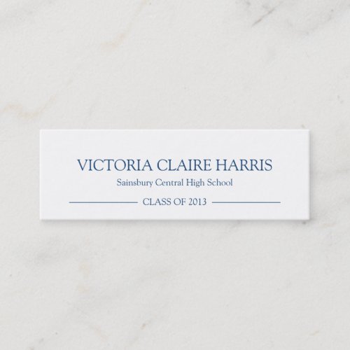 School pride graduation insert name card navy blue