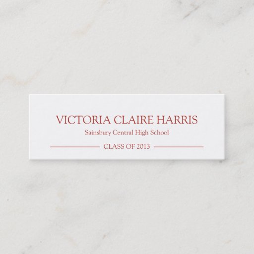 Customizable School pride graduation insert name card red business card template