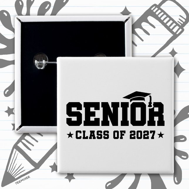 School Pride Graduation Year Senior Class of 2027 Button (Creator Uploaded)