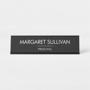 School Principal Black Modern Desk Name Plate