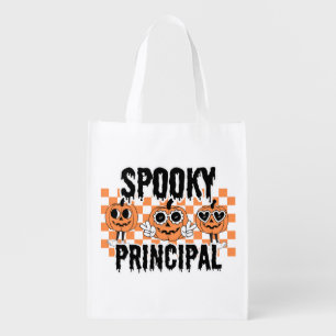 School Principal Halloween Spooky Principal Custom Grocery Bag