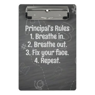 School Principal Rules Personalize "fix your face" Mini Clipboard