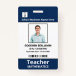 School Professional Employee Photo Bar Code Name   Badge