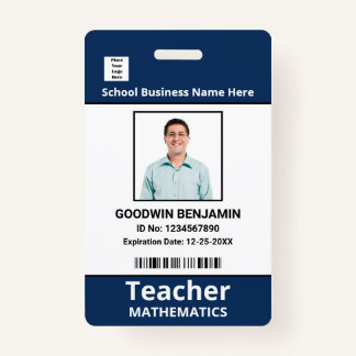 School Professional Employee Photo Bar Code Name   Badge
