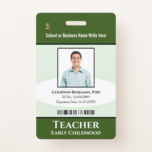 School Professional Employee Photo Bar Code Name Badge