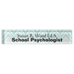 School Psychologist Aqua Ombre Design Nameplate