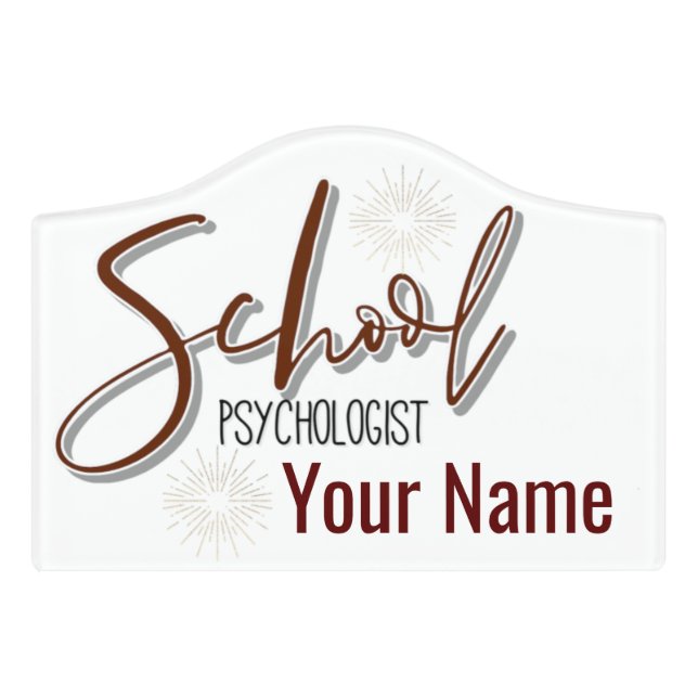 School Psychologist Custom Name Door Sign (Small Crest Front)