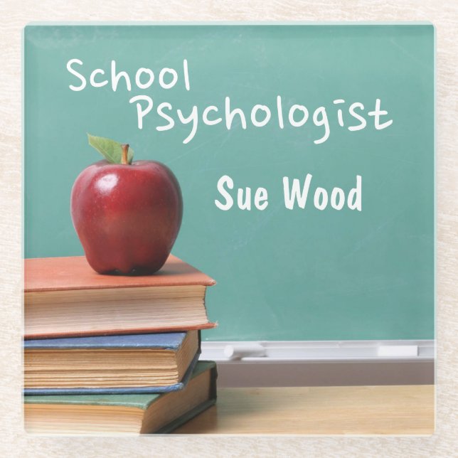 School Psychologist Custom Vintage Glass Coaster (Front)