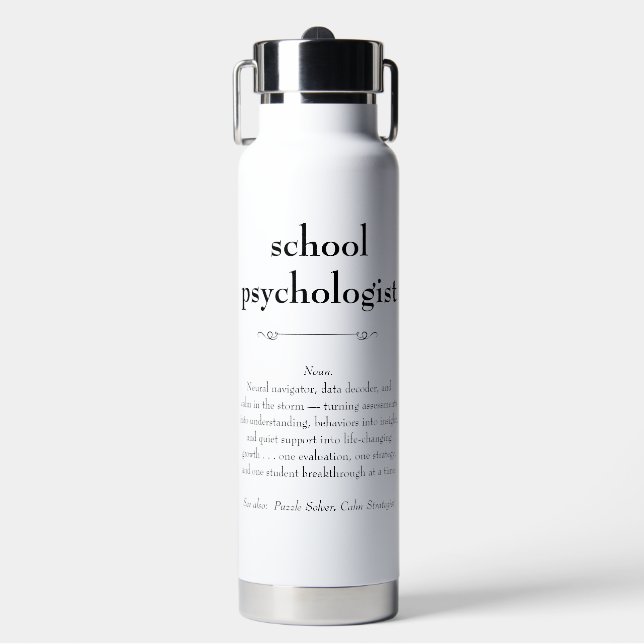 School Psychologist Definition Thank You Gift Water Bottle (Front)