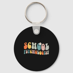 School Psychologist Groovy Retro Vintage Psycholog Keychain