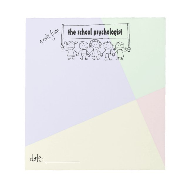 School Psychologist Note Pad With Kid Banner (Front)