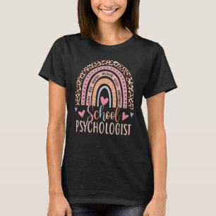 School Psychologist Rainbow Leopard Print Psycholo T-Shirt