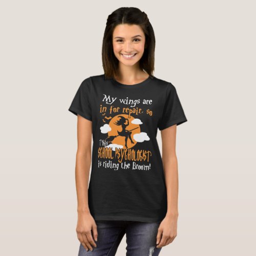 School Psychologist Riding Broom Halloween Shirt