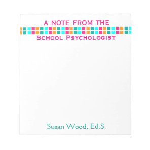 School Psychologist's Colorful Mosaic Notepad
