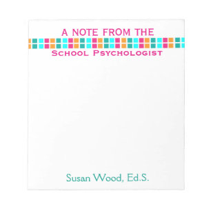 School Psychologist's Colorful Mosaic Notepad