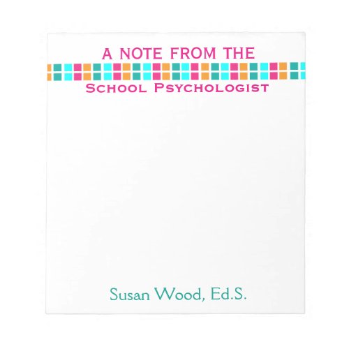 School Psychologists Colorful Mosaic Notepad